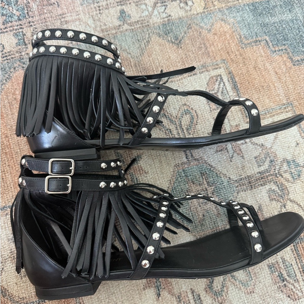 Saint Laurent Black Gladiator Sandals 40 - Picture 8 of 9